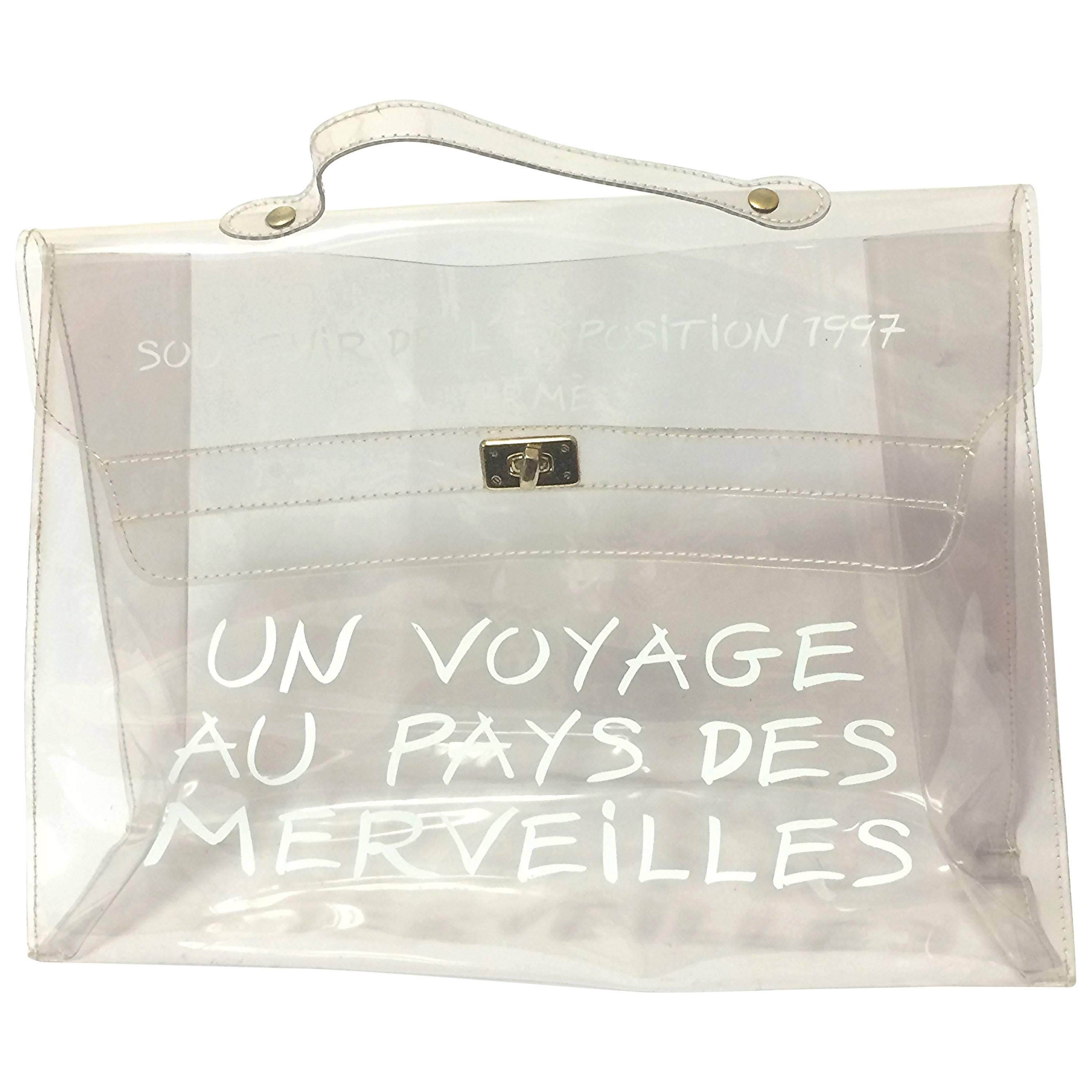 Vintage Hermes a rare transparent clear vinyl Kelly bag, Japan limited Edition. 
