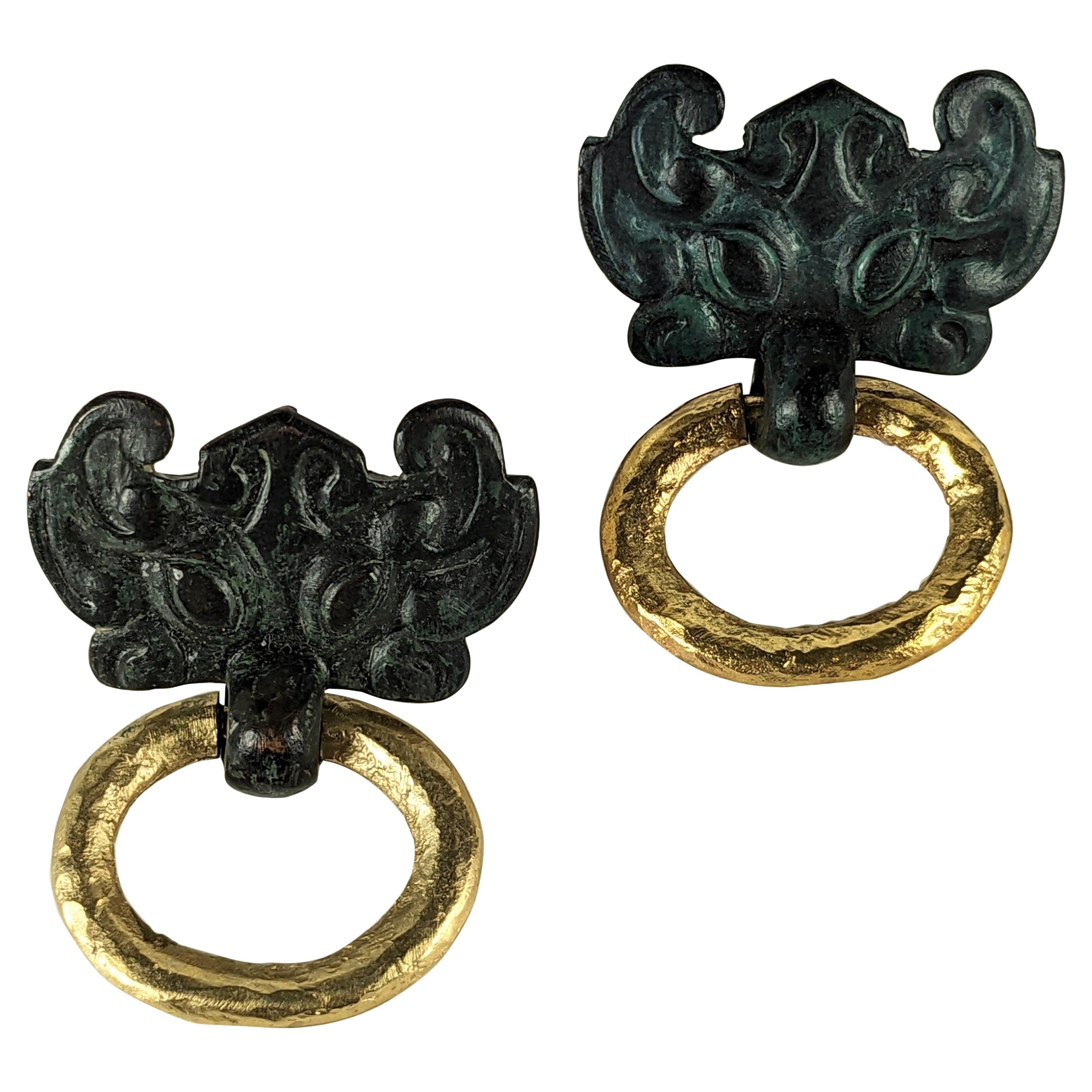 Diane Love for Trifari Ancient Chinese Motif Earrings For Sale