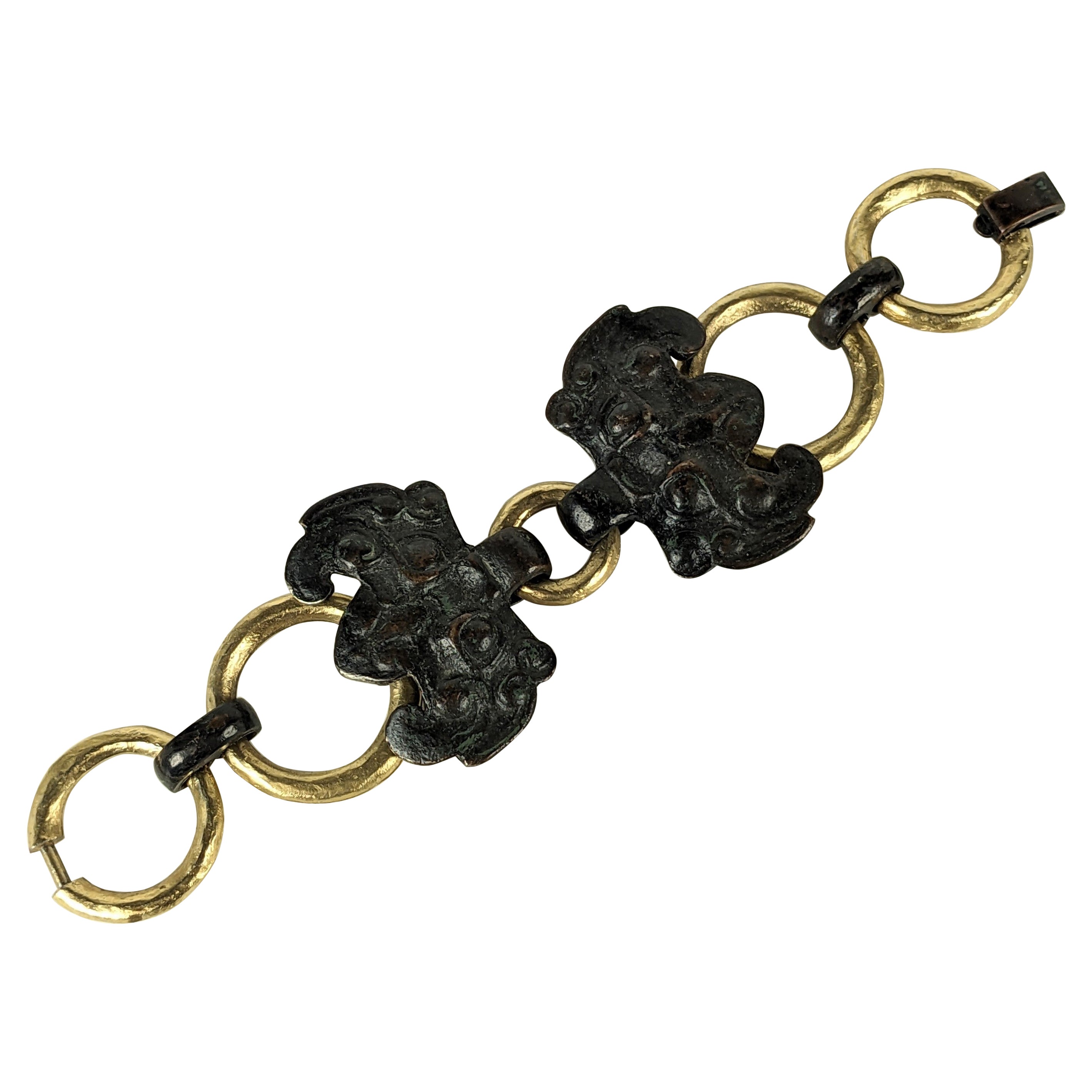 Diane Love for Trifari Ancient Chinese Motif Link Bracelet For Sale