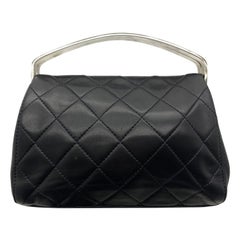 Vintage Chanel Black Lambskin Quilted Small Magnetic Frame Top Handle Bag