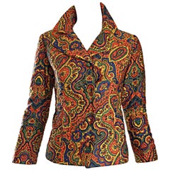 Rare Vintage Wippette 1960s Mod Paisley Cotton Quilted Psychedelic Blazer Jacket