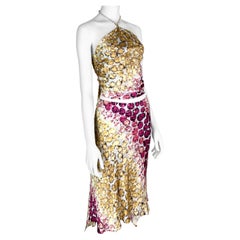 Roberto Cavalli Primavera 2000 Set in seta stampata con pietre preziose e cristalli Swarovski