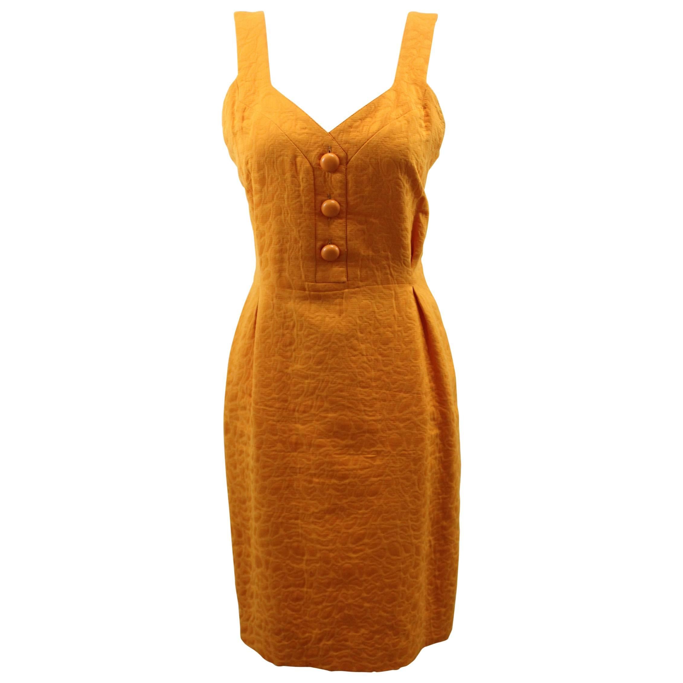 Balenciaga Dress, Jacket and Belt. Orange  Croco Pattern. Size EU 40 For Sale