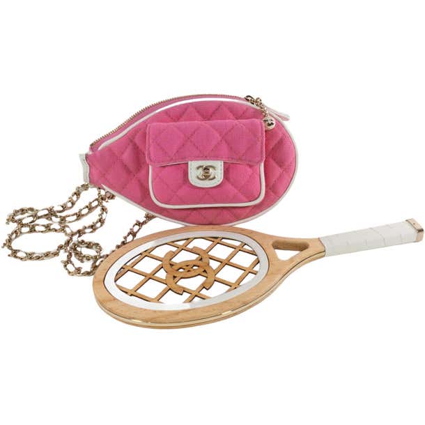 Chanel 23C Pink Quilted Tennis Racket Mirror *Collector's Piece* For ...
