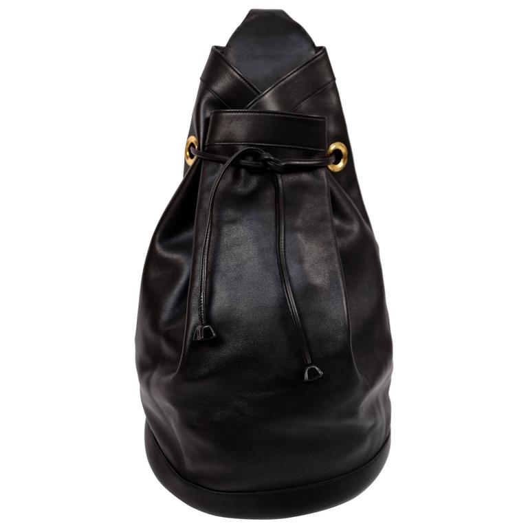 1991 HERMES black Gulliver leather 'sac de voyage marin' travel bag at  1stDibs | hermes sac de voyage marin