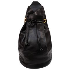 Vintage 1991 HERMES black Gulliver leather 'sac de voyage marin' travel bag