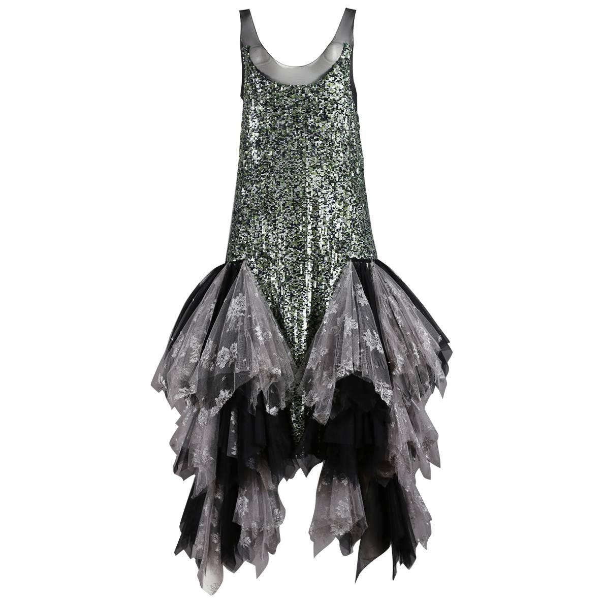 Alexander McQueen sequined flapper dress with tulle skirt, circa 2001