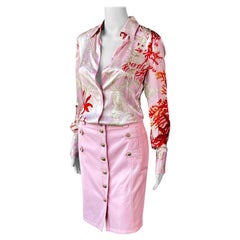 Camicetta Versace P/E 2005 Camicetta Top e Gonna Set 2 Pezzi Ensemble
