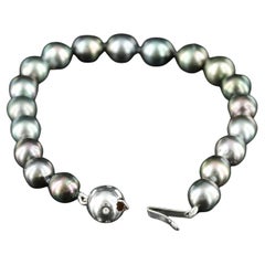 GIA certified Natural Tahitian Pearl Bracelet with 14K Diamond Clasp