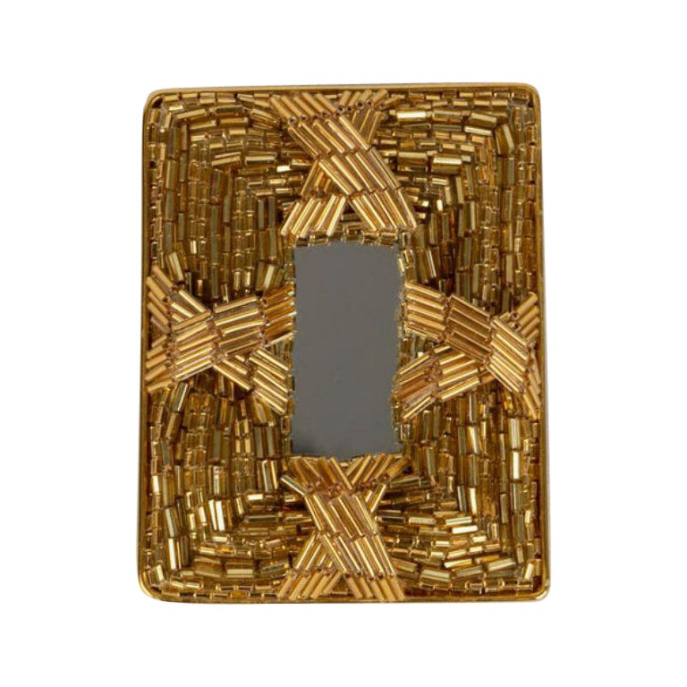 Lesage Golden Brooch in Pearls and Mirror For Sale