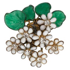 Chanel Gilted Metal Brooch in Glass Paste and Rhinestones