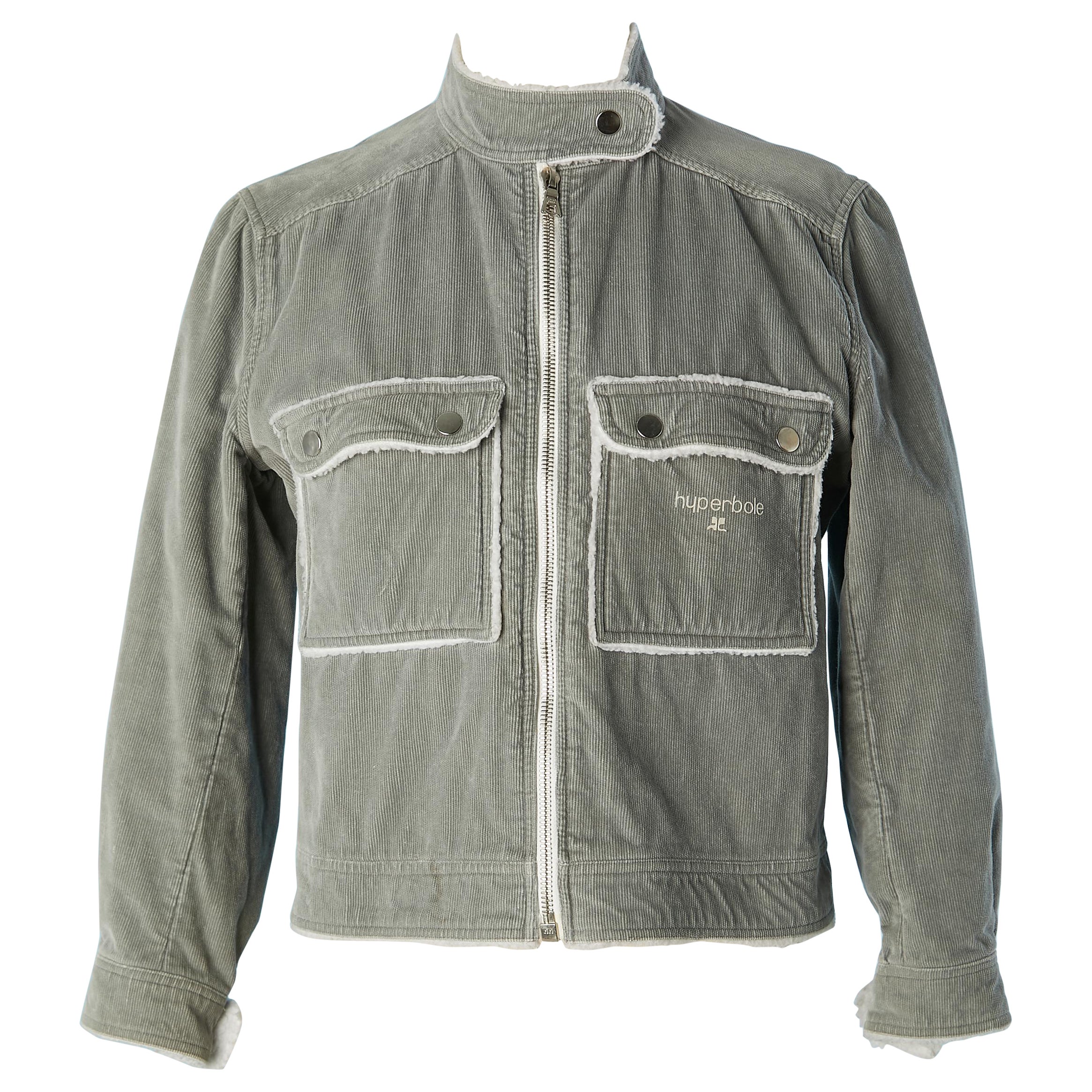 Grey Corduroy jacket Courrèges Hyperbole Circa 1970 For Sale