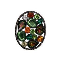 Jean Louis Scherrer Metal Brooch with Rhinestones