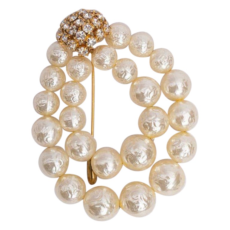 Christian Dior Pearly Beads Brooch For Sale