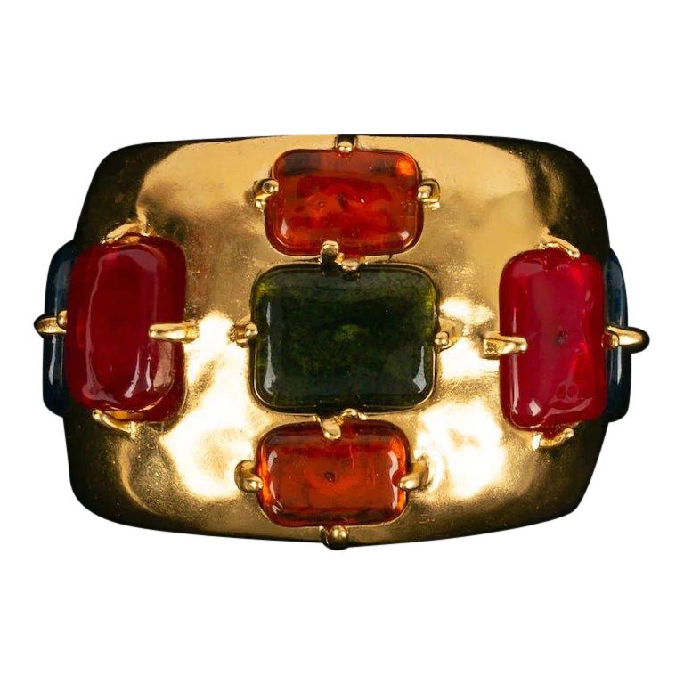 Chanel Cuff in Gilded Metal, 1997 For Sale