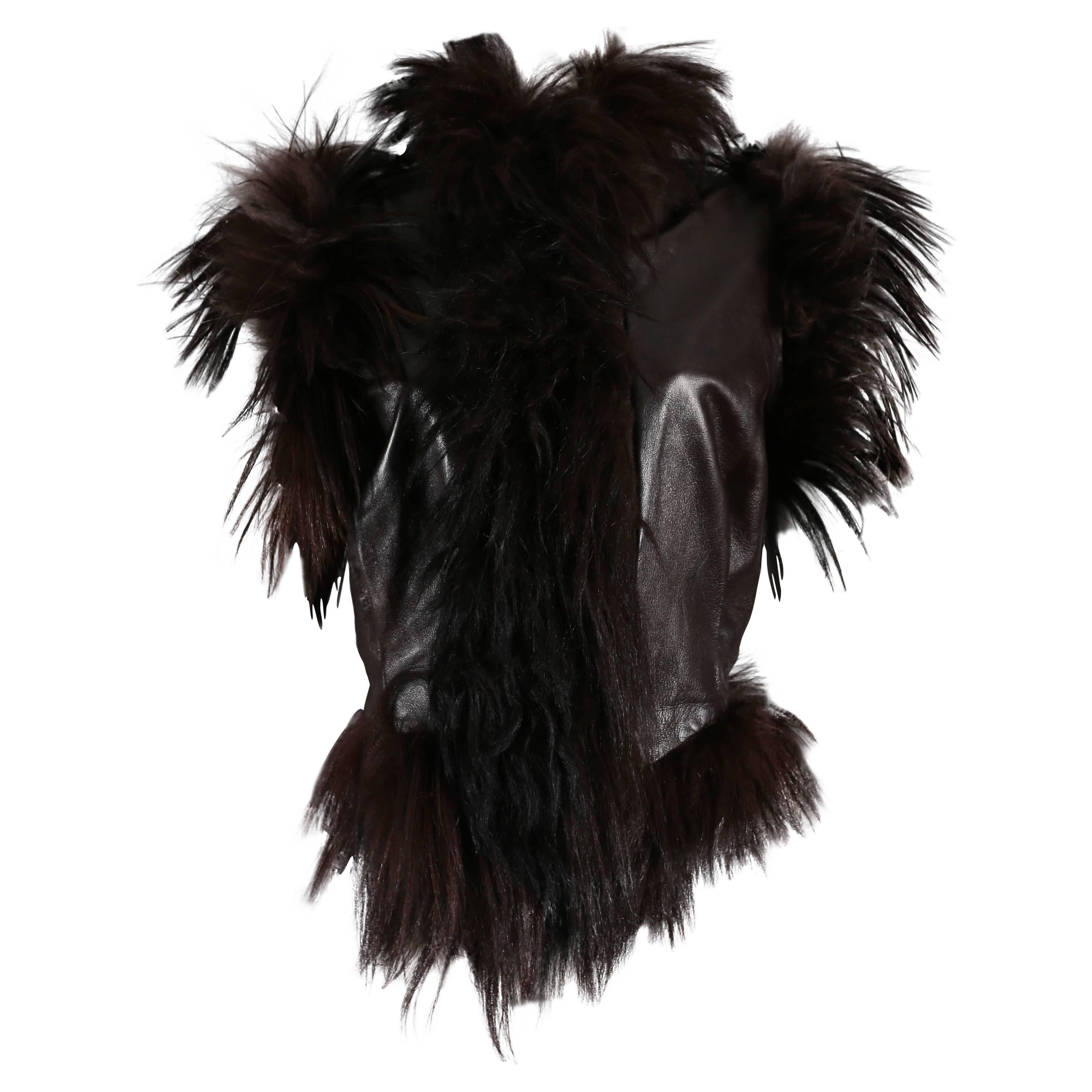 Alexander McQueen goat hair and leather gillet jacket, circa 2000 For Sale