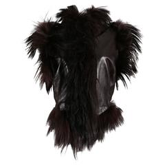 Alexander McQueen goat hair and leather gillet jacket, circa 2000 5