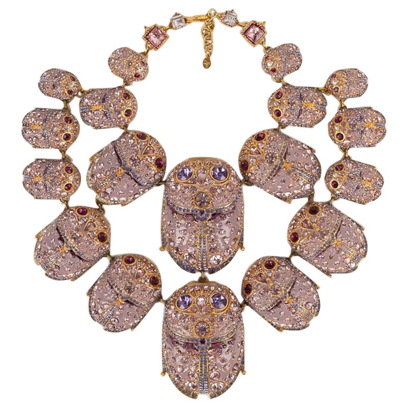 Christian Dior Haute Couture Necklace in Gold Metal For Sale