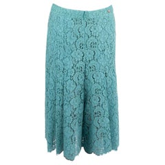 CHANEL Pantalon en coton turquoise 16C SEOUL LACE CULOTTE 42 L, 2016