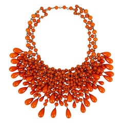 Vintage Loewe Orange Glass Beads Necklace