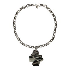 Swarovski Collana in metallo placcato argento con ciondolo a forma di croce