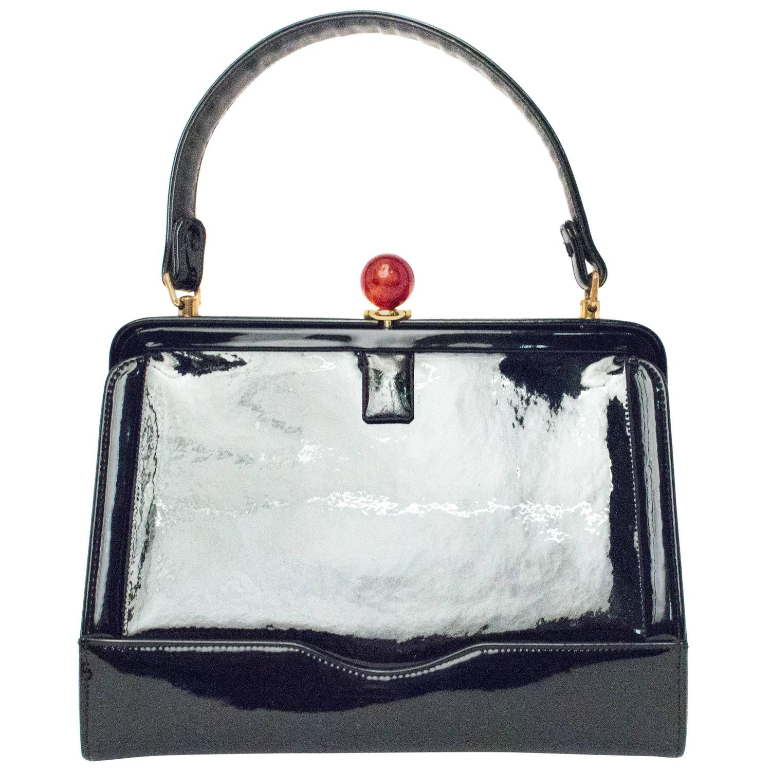 50s Coblentz Black Patent Leather Handbag For Sale at 1stdibs