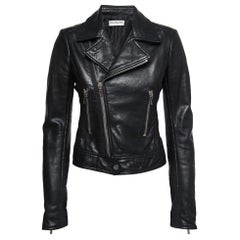 Balenciaga Schwarze Biker-Lederjacke M