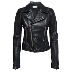 Balenciaga Veste de motard en cuir noir M.