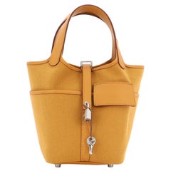 Sac Hermès Cargo Picotin Lock en toile et cuir Swift PM