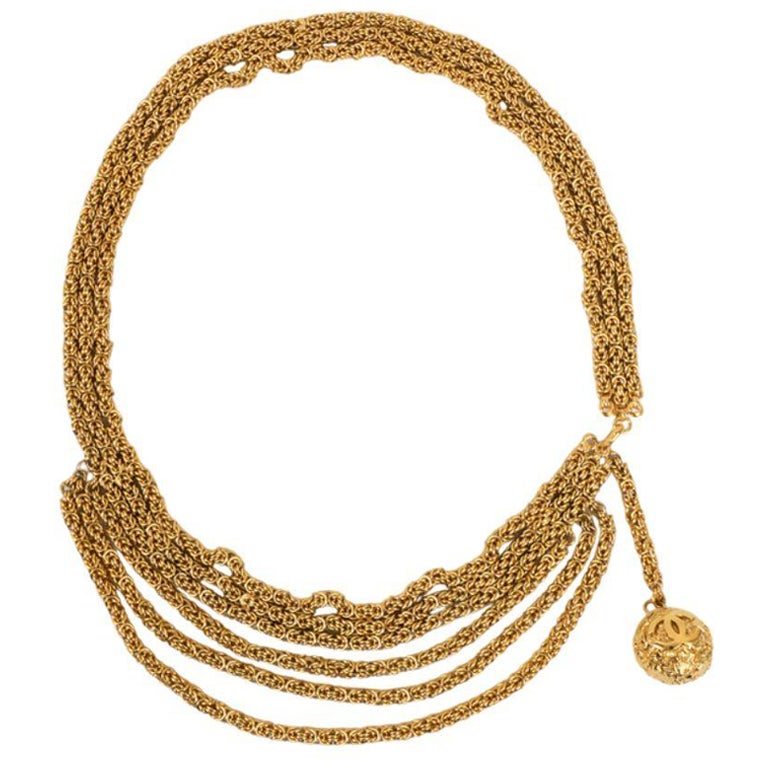 Chanel Gold Metal and CC Charm Belt For Sale at 1stDibs