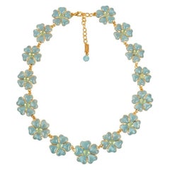 Collana Augustine Light Blue in metallo placcato oro e pasta di vetro