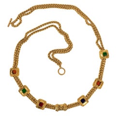 Chanel Long Necklace in Gilded Metal with Sliding Elements