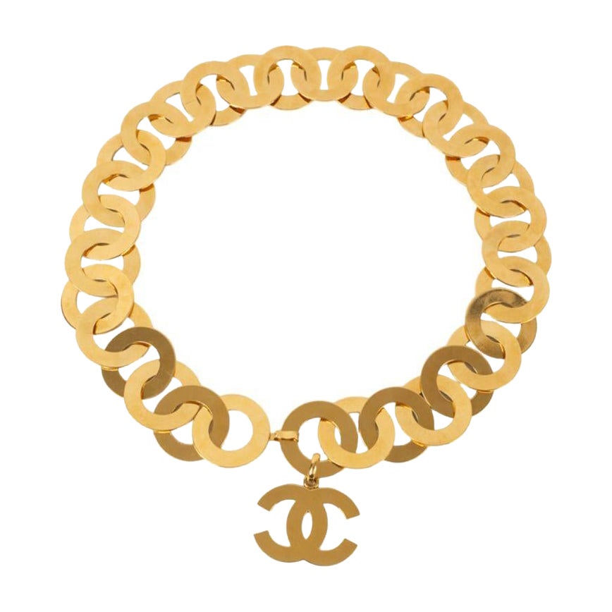 Vintage CHANEL PARIS Logo Letters Rue Cambon Gold Large Buckle 