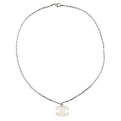 Chanel Silver Plated Necklace with CC Pendant