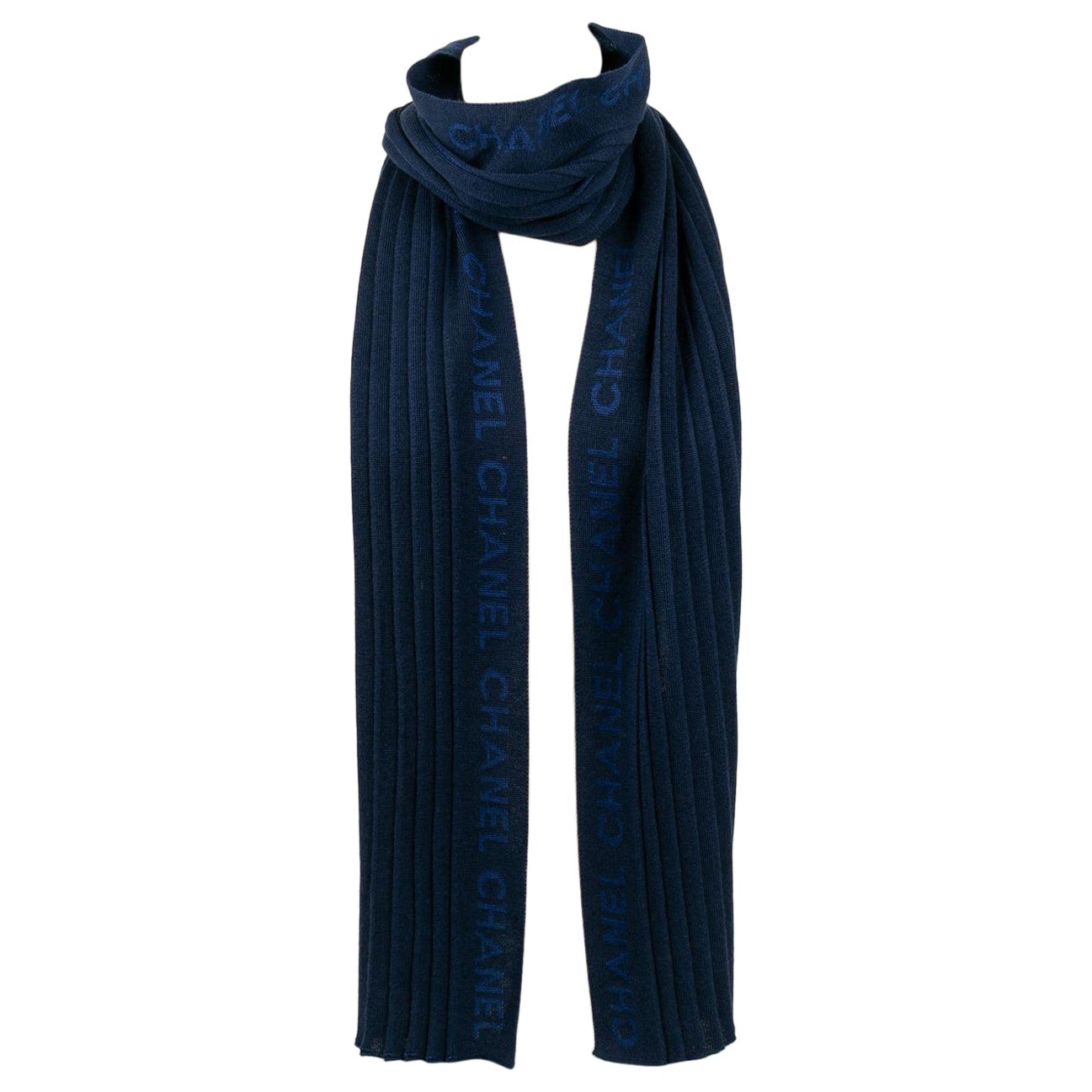 Chanel Navy Blue Scarf For Sale