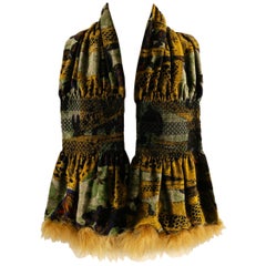 Christian Lacroix Velvet Scarf in Shades of Green and Yellow