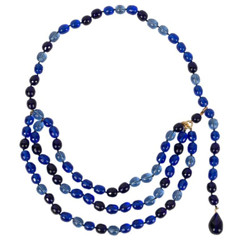 Chanel Blue Glass Beads Belt Fall, 1992