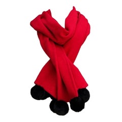 Yves Saint Laurent Fleece Scarf Adorned with Fur Tassels