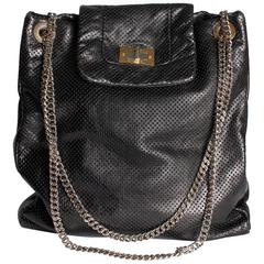 Chanel Reissue Perforated Leather Drill Large Tote Bag - black at