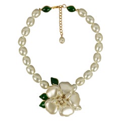 Augustine Pearly Beads Necklace in Gold Metal and Glass Paste