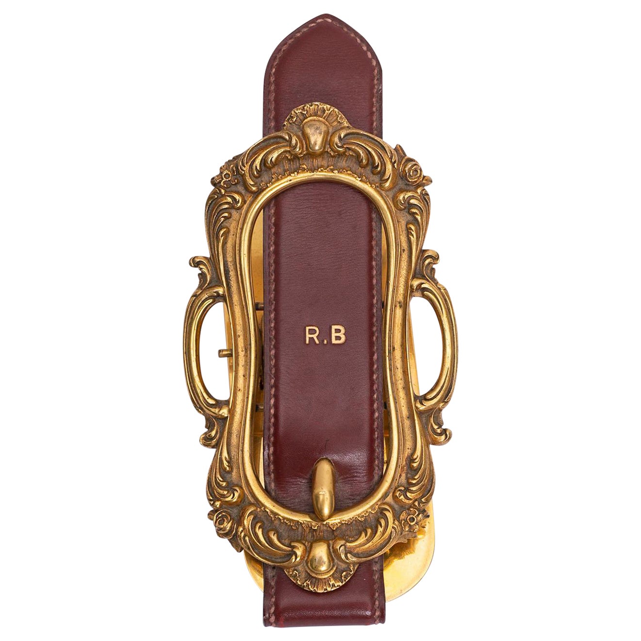 Hermes Paperweight Leather and Gold Plate Belt Buckle