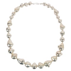 Vintage Chanel Baroque Pearl Necklace in Silver Plated Metal