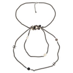 Chanel Silver Plated Metal Necklace in Resin Beads and Strass