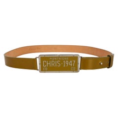 Used Christian Dior Khaki Patent Leather Belt, 2001