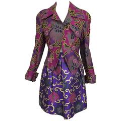Vintage Purple brocade jacket & coordinating satin brocade mini skirt 1990s 7
