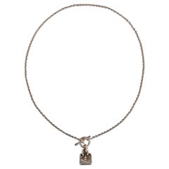 Vintage Hermes Silver Amulet Pendant Necklace