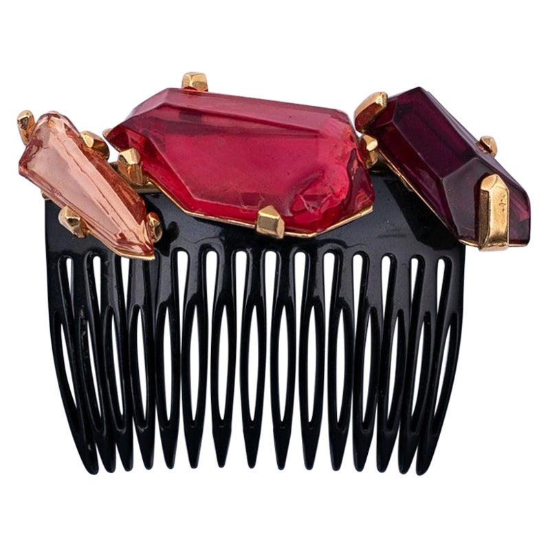 Yves Saint Laurent Comb Topped with Three Cabochons For Sale