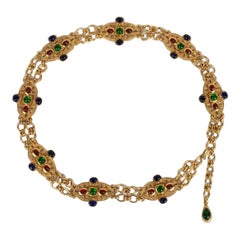 Chanel Byzantine Gold metal paved with multicolored cabochons belt, 1980