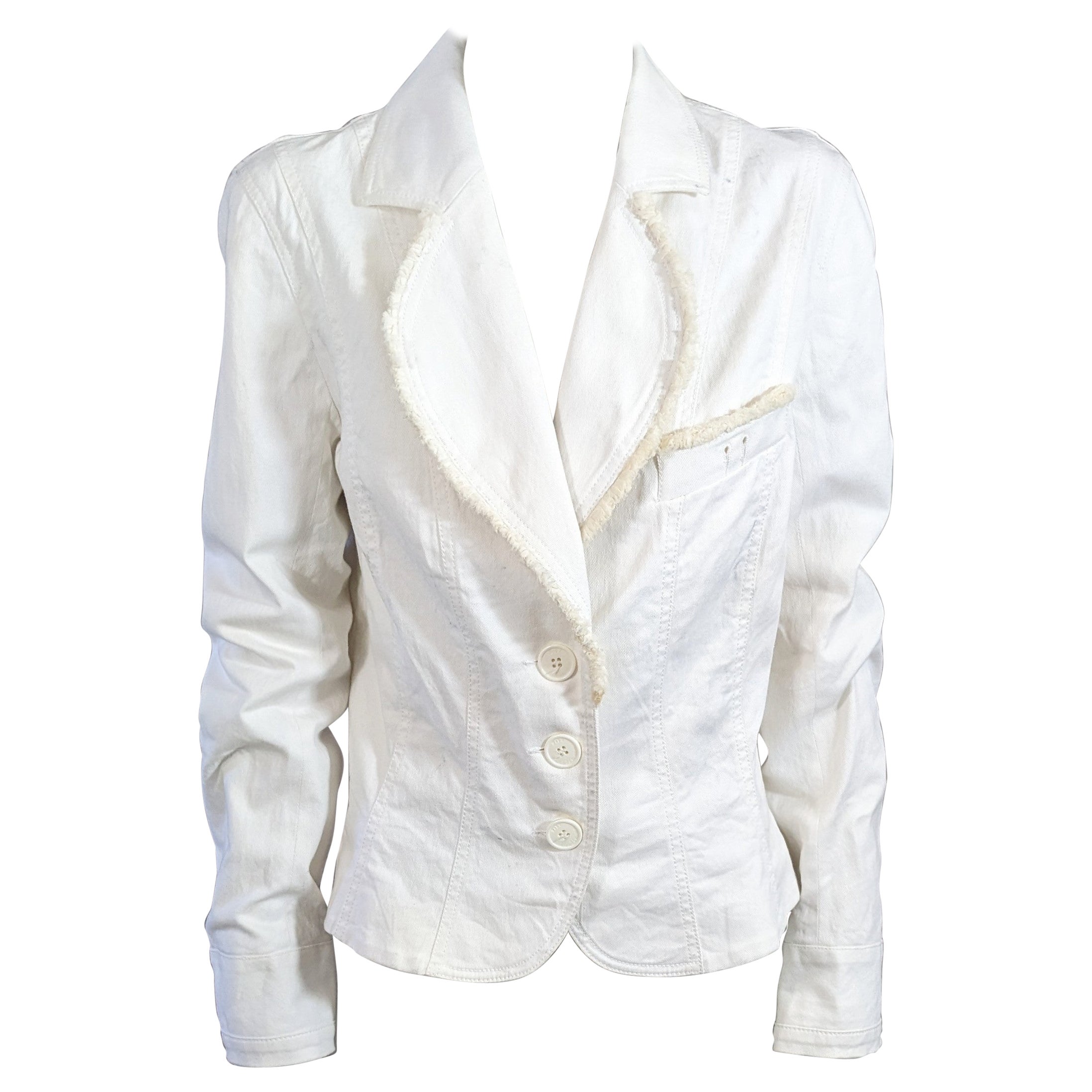 John Galliano White Denim Jacket For Sale