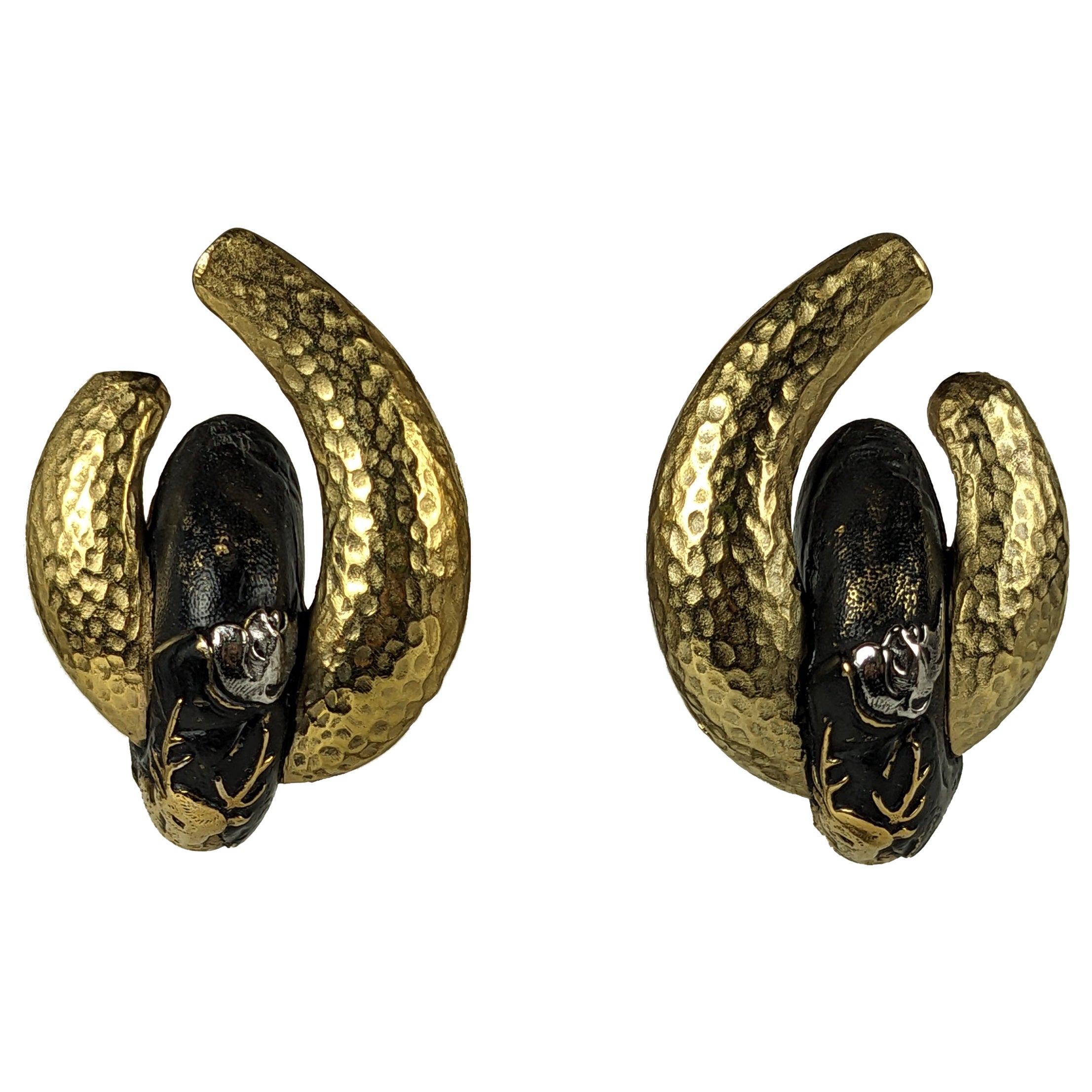 Diane Love for Trifari Shakudo Style Earrings